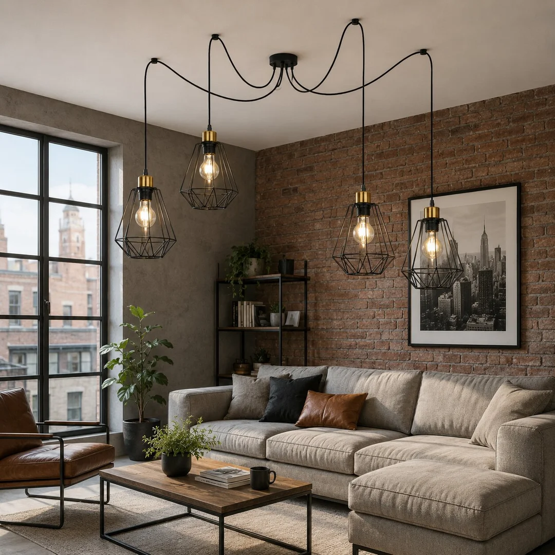 Primo p lampa wisząca czarny+złoty 4x60w e27 klosz czarny — zdjęcie 2