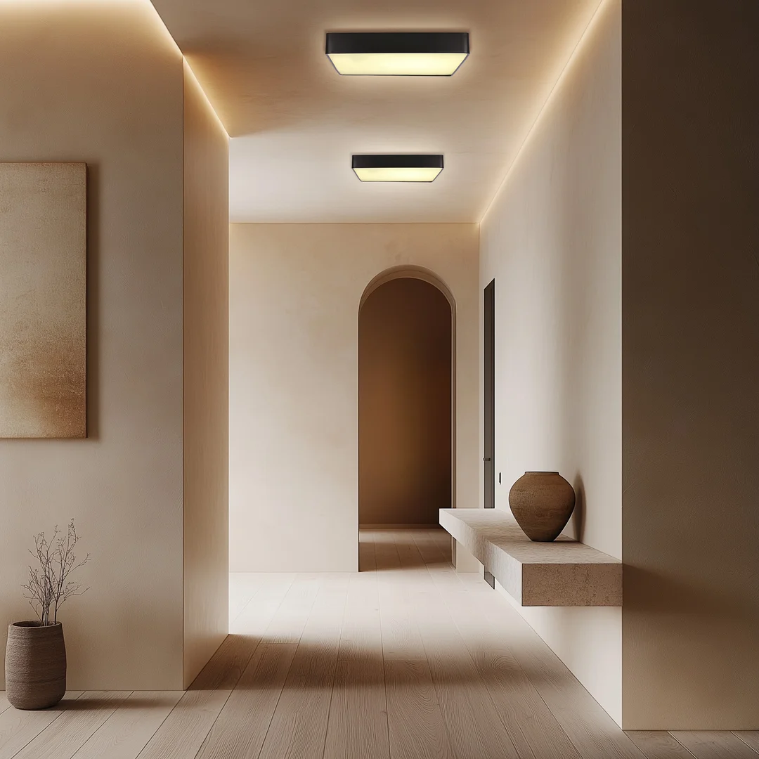 Quattro lampa sufitowa plafon kwadrat czarny 35x35 18W LED 4000K klosz bia³y — zdjęcie 2