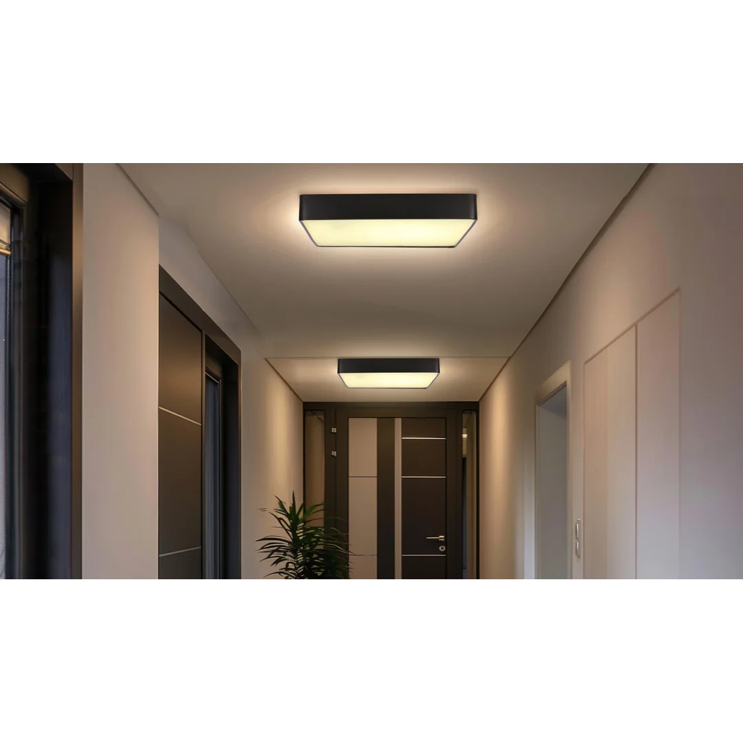 Quattro lampa sufitowa plafon kwadrat czarny 35x35 18W LED 4000K klosz bia³y — zdjęcie 3