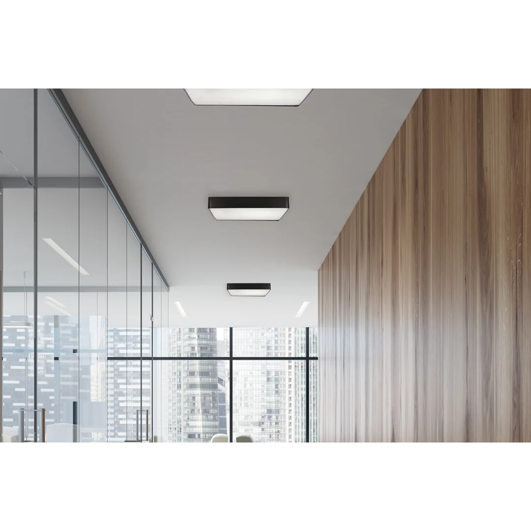 Quattro lampa sufitowa plafon kwadrat czarny 35x35 18W LED 4000K klosz bia³y — zdjęcie 5