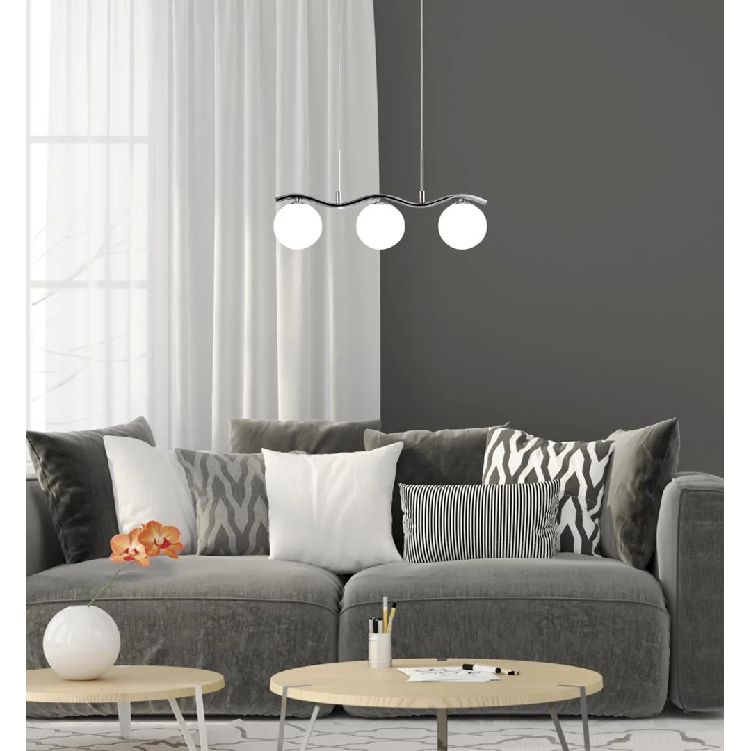 Ramon lampa wisząca chromowy 3x40w g9 klosz biały — zdjęcie 3