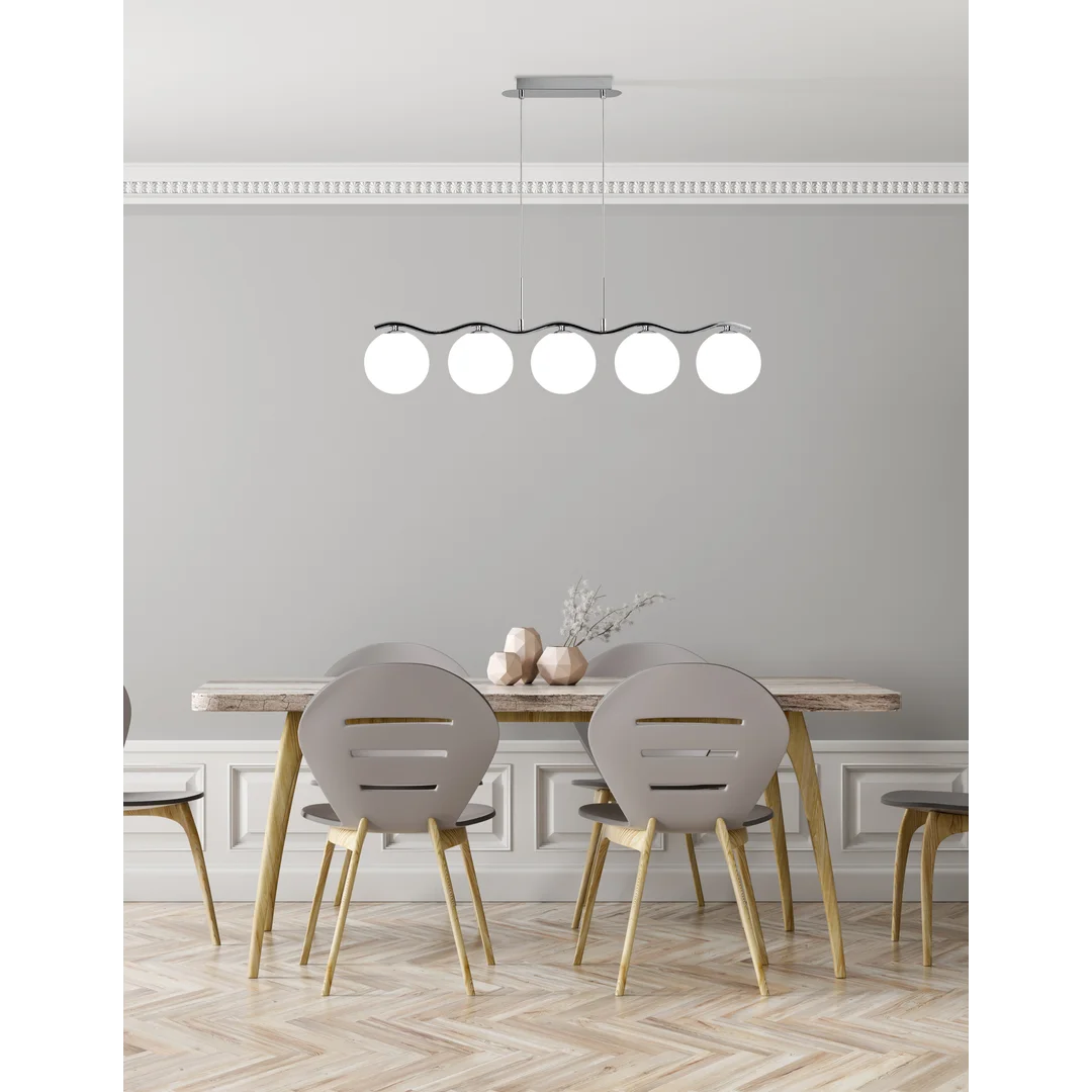 Ramon lampa wisząca chromowy 5x40w g9 klosz biały — zdjęcie 2