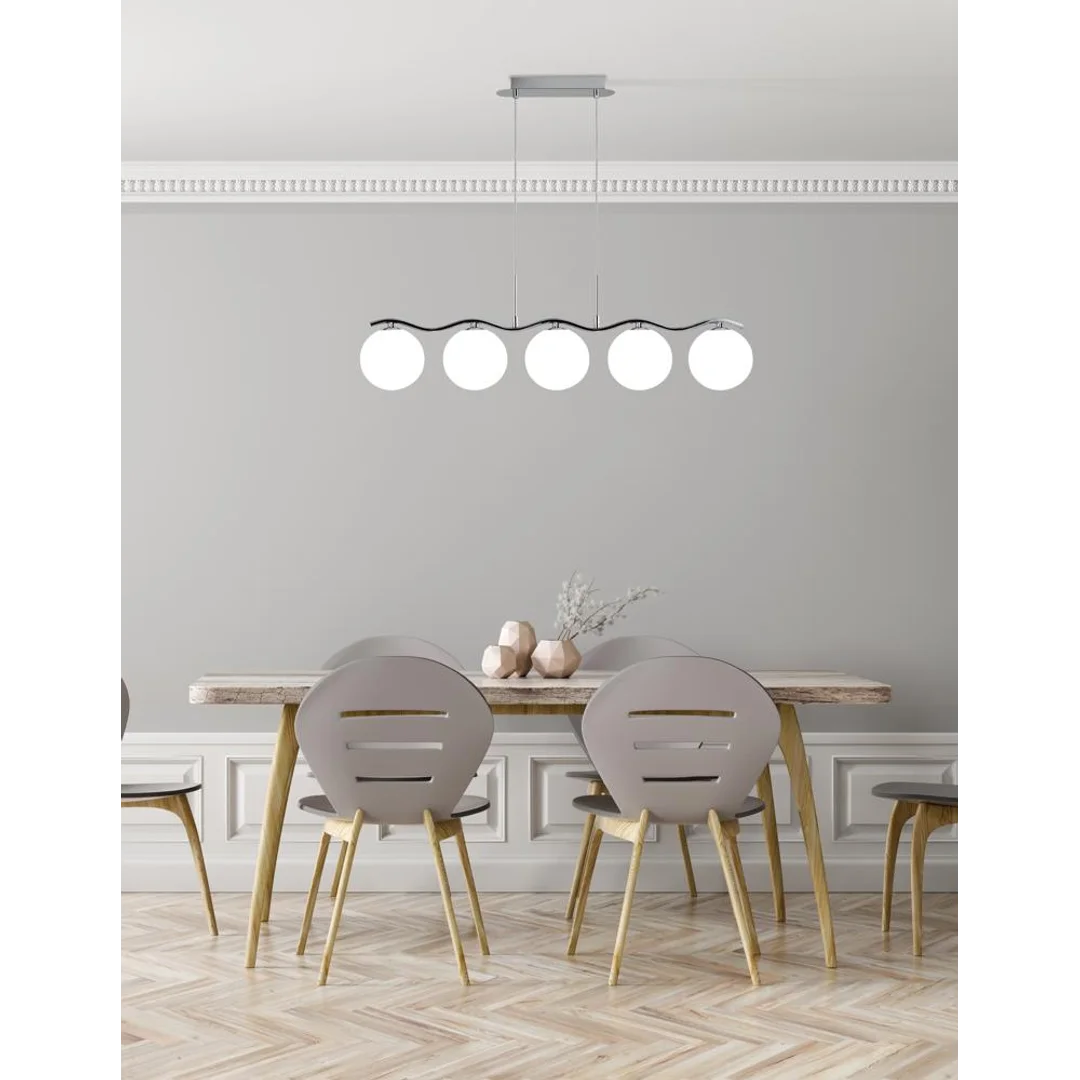 Ramon lampa wisząca chromowy 5x40w g9 klosz biały — zdjęcie 3