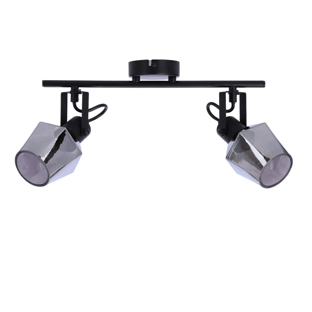Randi lampa sufitowa listwa czarny matowy 2x15w e14 klosz dymiony — zdjęcie 2