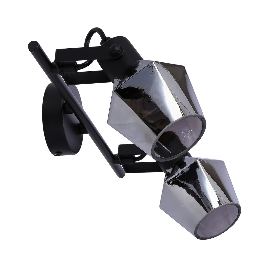 Randi lampa sufitowa listwa czarny matowy 2x15w e14 klosz dymiony — zdjęcie 5