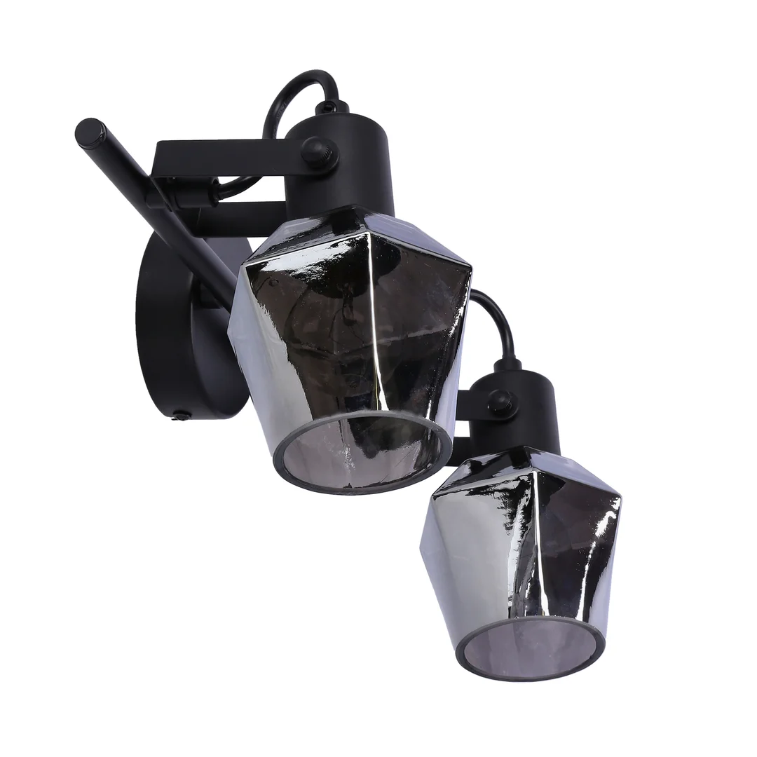 Randi lampa sufitowa listwa czarny matowy 2x15w e14 klosz dymiony — zdjęcie 6