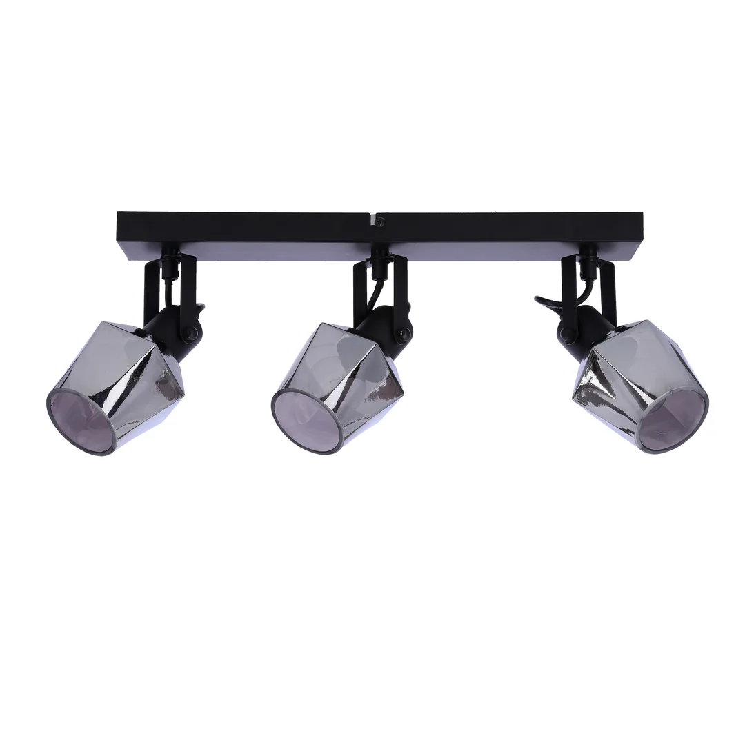 Randi lampa sufitowa listwa czarny matowy 3x15w e14 klosz dymiony — zdjęcie 2