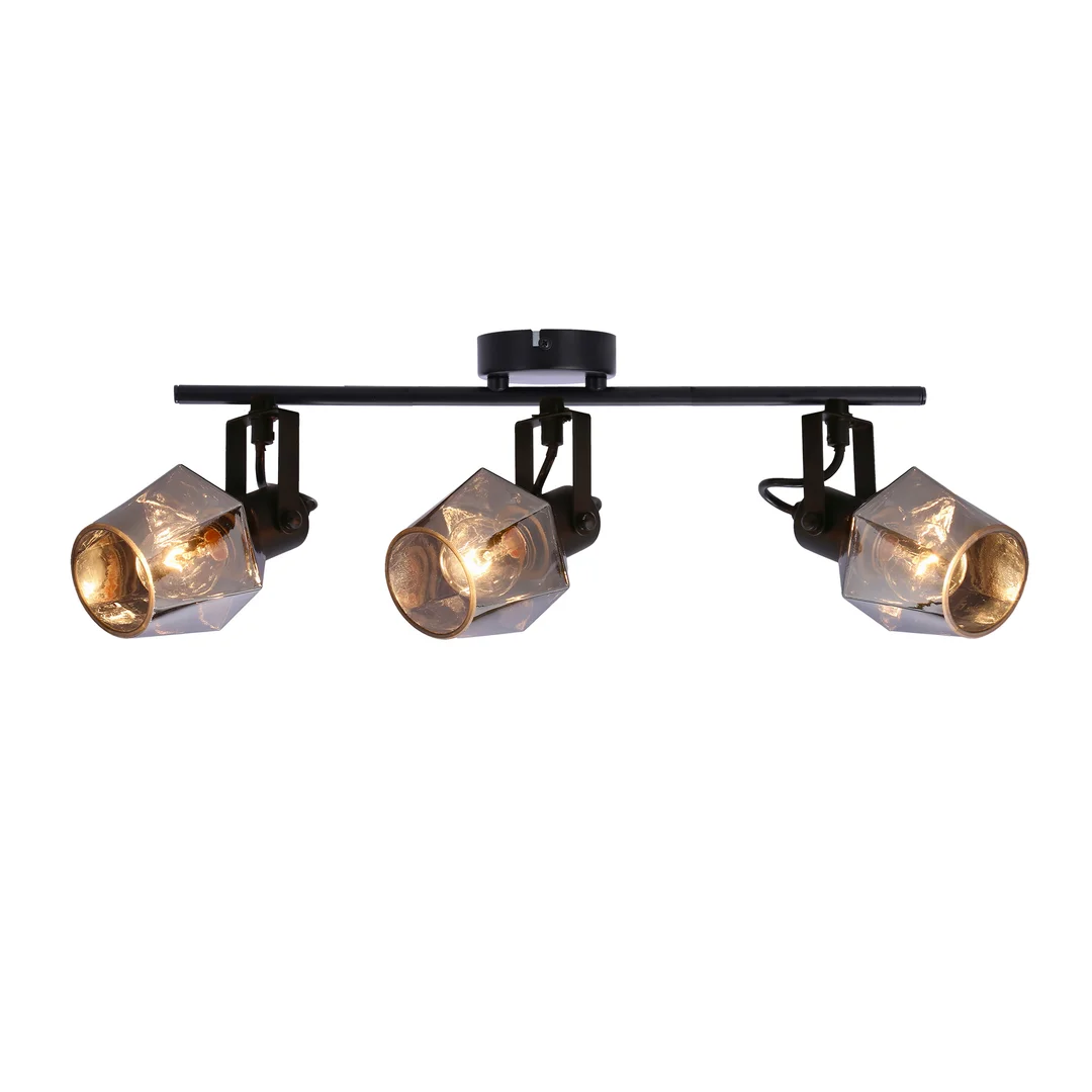 Randi lampa sufitowa listwa czarny matowy 3x15w e14 klosz dymiony — zdjęcie 11