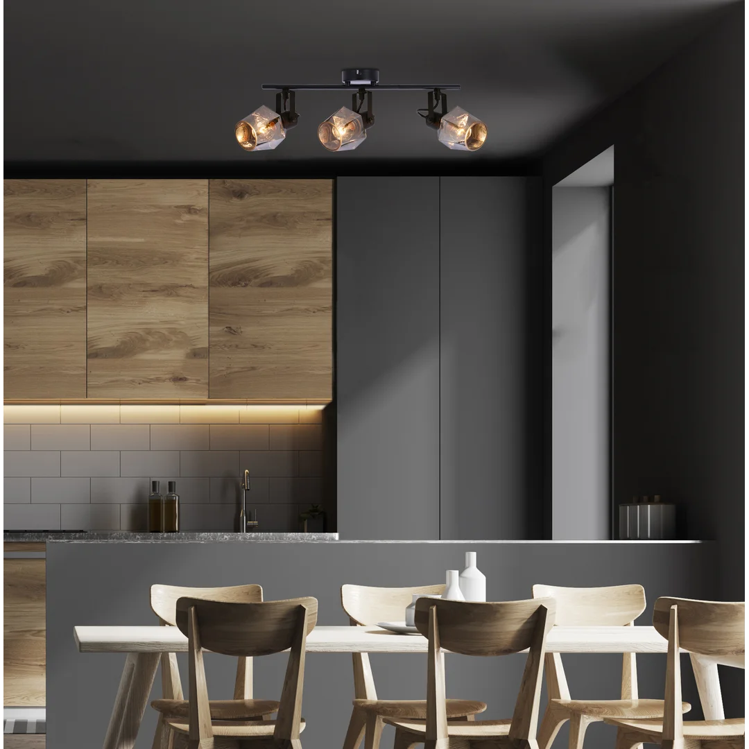 Randi lampa sufitowa listwa czarny matowy 3x15w e14 klosz dymiony — zdjęcie 12