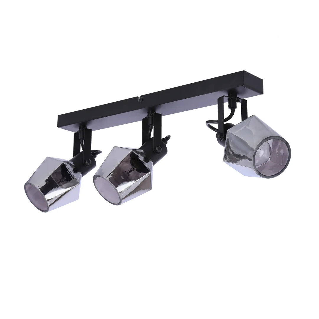 Randi lampa sufitowa listwa czarny matowy 3x15w e14 klosz dymiony — zdjęcie 4