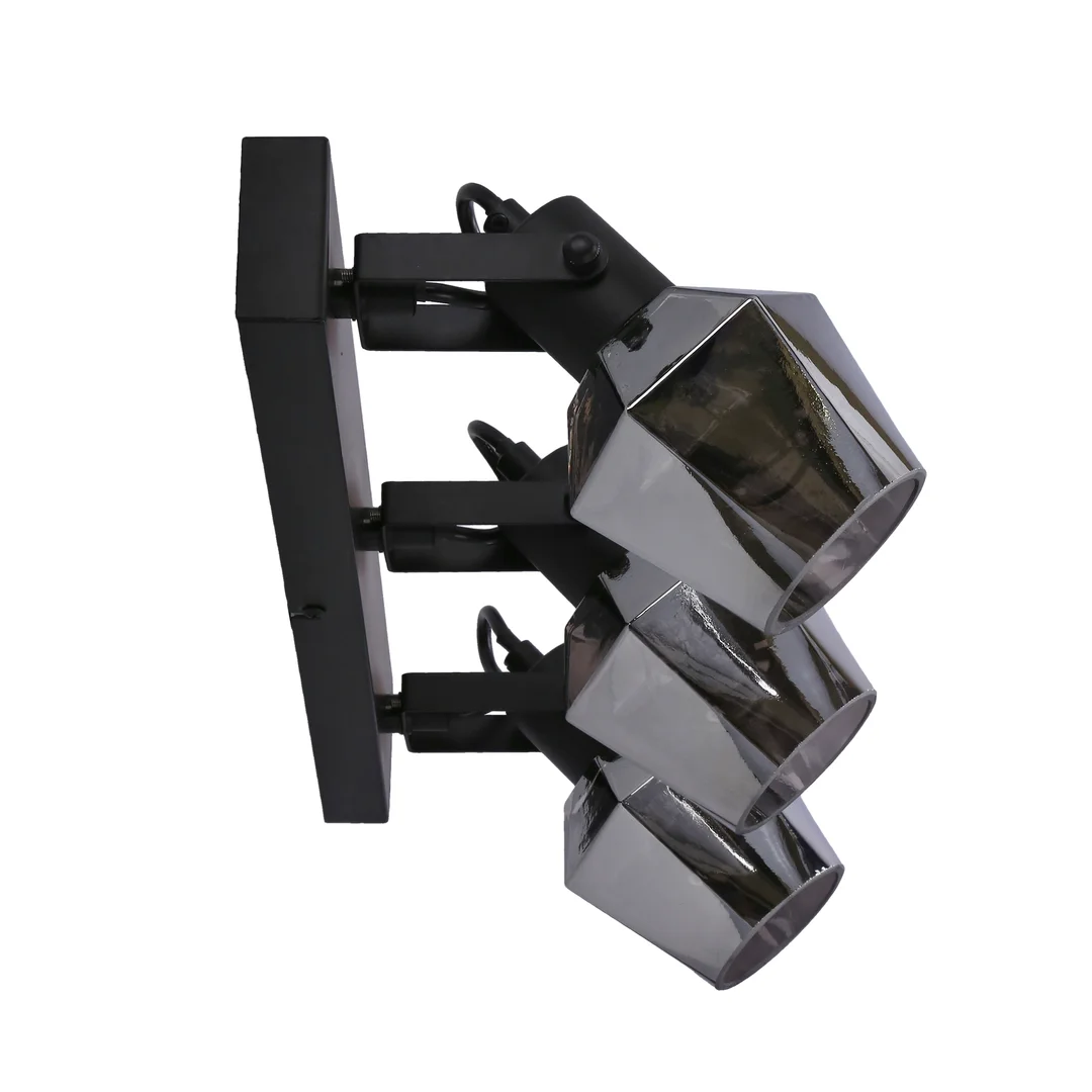 Randi lampa sufitowa listwa czarny matowy 3x15w e14 klosz dymiony — zdjęcie 7