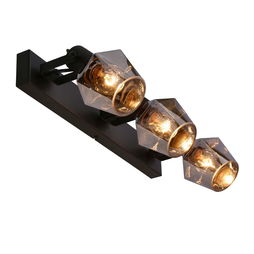 Randi lampa sufitowa listwa czarny matowy 3x15w e14 klosz dymiony — zdjęcie 9