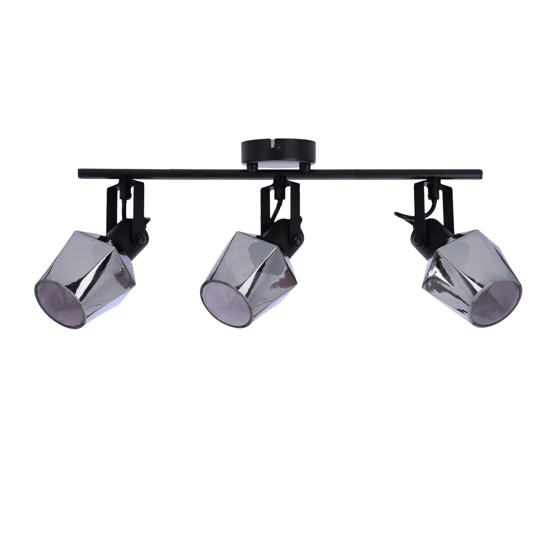Randi lampa sufitowa listwa czarny matowy 3x15w e14 klosz dymiony — zdjęcie 10