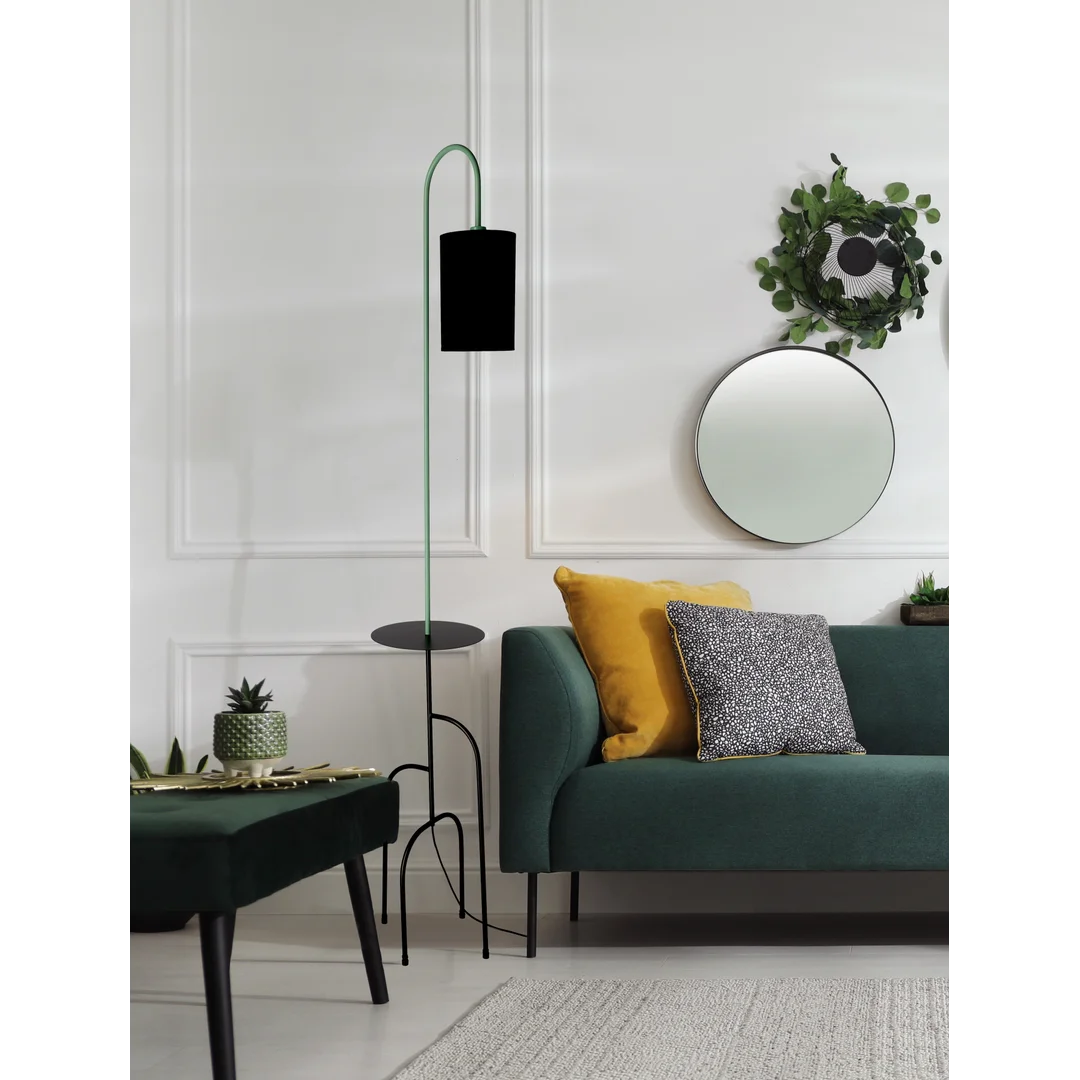 RAVELLO LAMPA PODŁOGOWA CZARNY+ZIELONY 1X40W E14 ABAŻUR CZARNY — zdjęcie 14