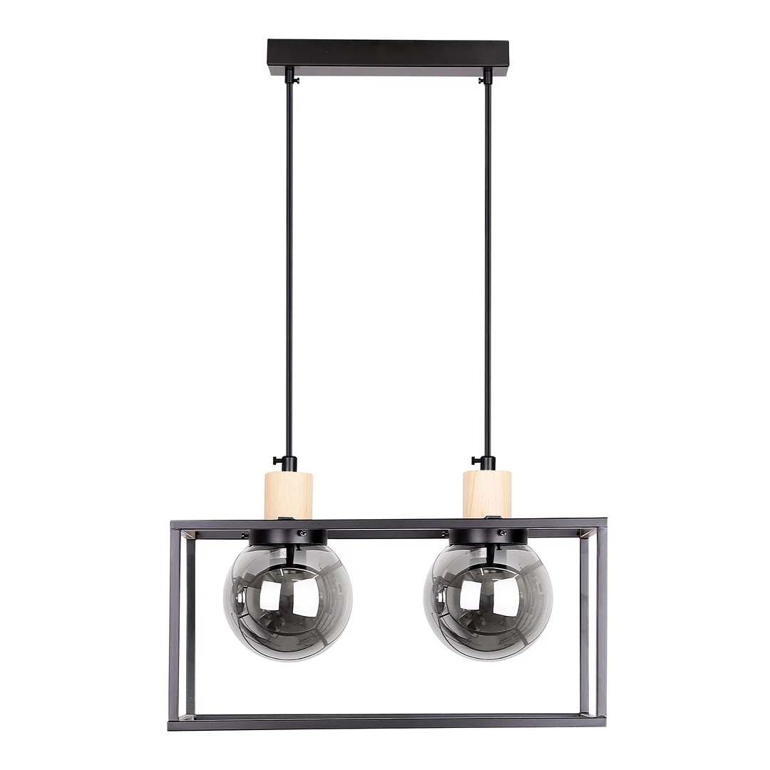 Retro 2 lampa wisząca czarny 2x40w e27 klosz dymiony — zdjęcie 2