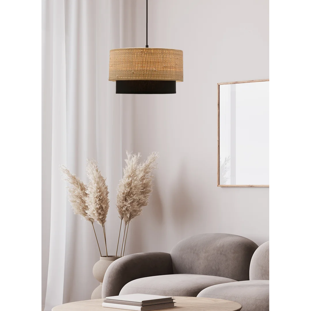 RITANA 25 LAMPA WISZĄCA CZARNY 1X60 E27 ABAŻUR BEŻOWY+CZARNY — zdjęcie 2