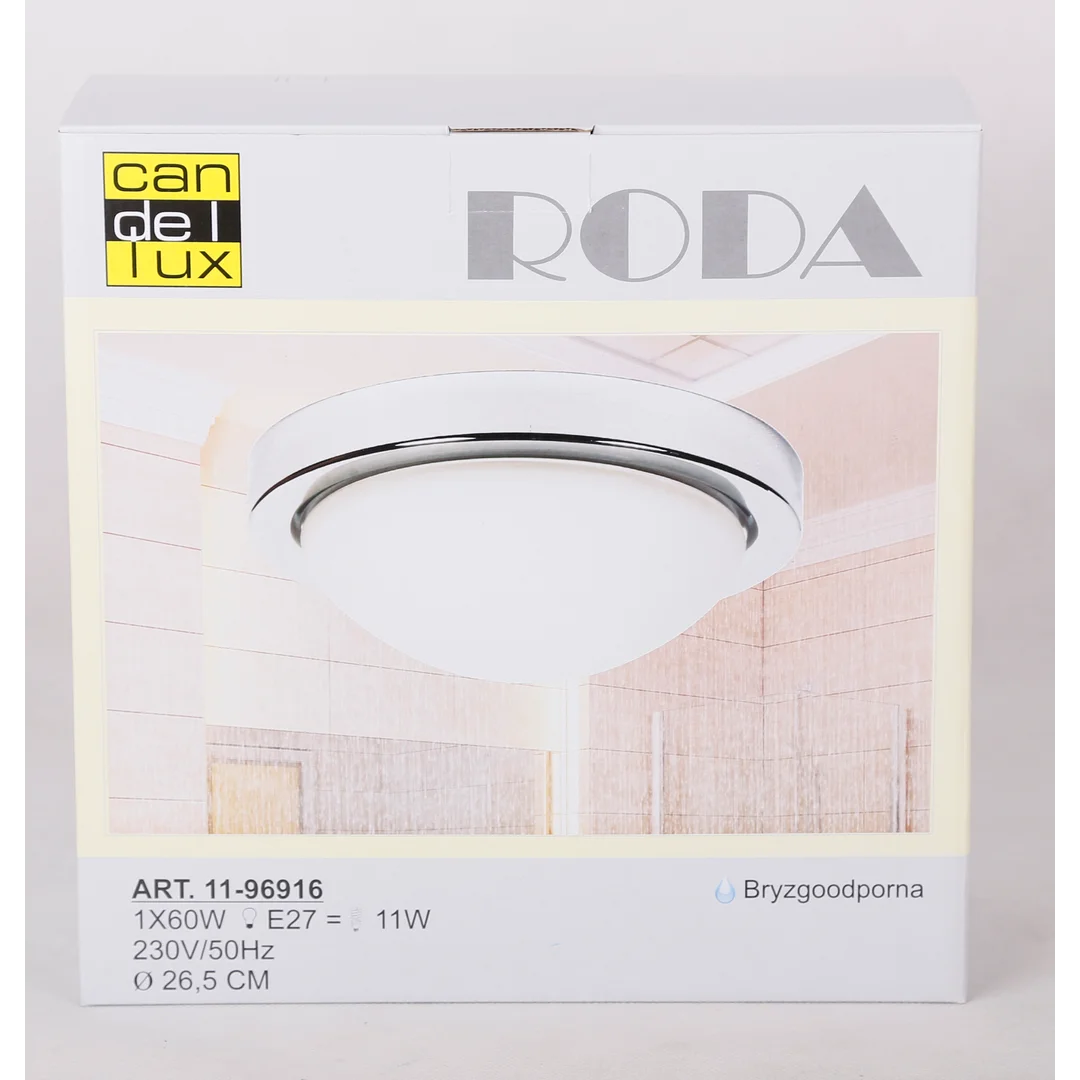 RODA LAMPA SUFITOWA PLAFON 265 1X60W E27 CHROM IP44 — zdjęcie 4