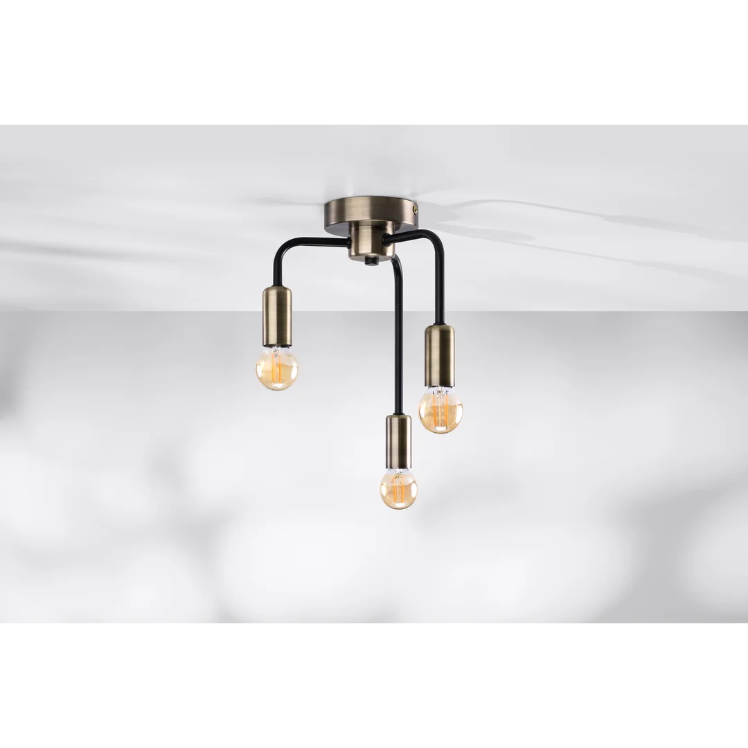 Saga lampa sufitowa patyna+matowy czarny 3x40w e14 — zdjęcie 2