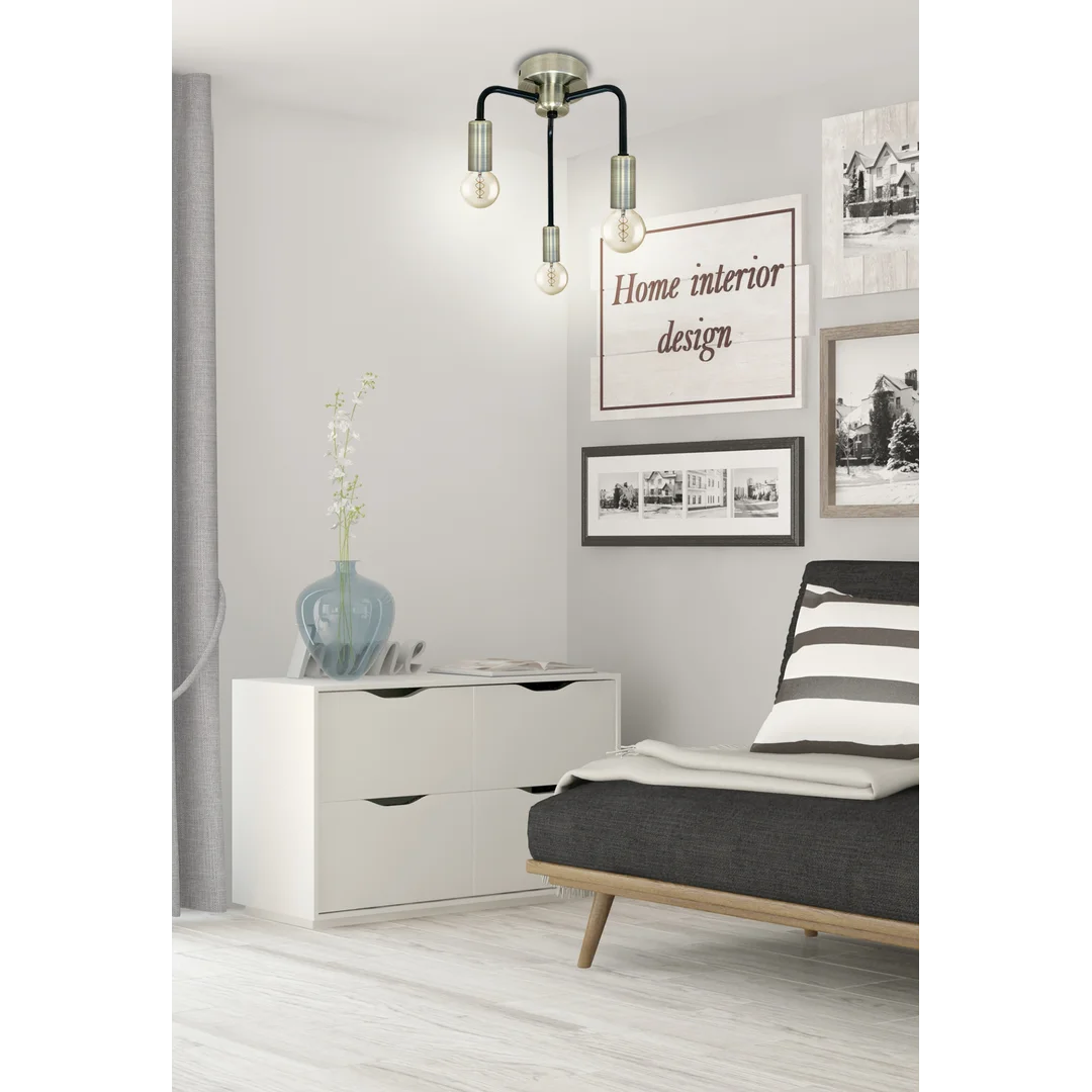 Saga lampa sufitowa patyna+matowy czarny 3x40w e14 — zdjęcie 9