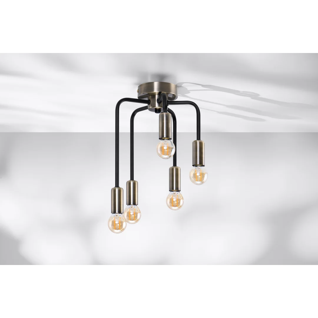 Saga lampa sufitowa patyna+matowy czarny 5x40w e14 — zdjęcie 3