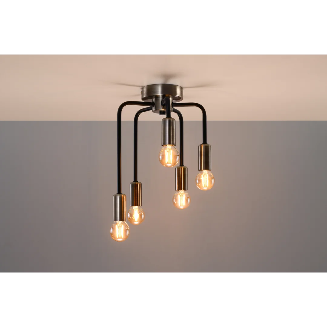 Saga lampa sufitowa patyna+matowy czarny 5x40w e14 — zdjęcie 6