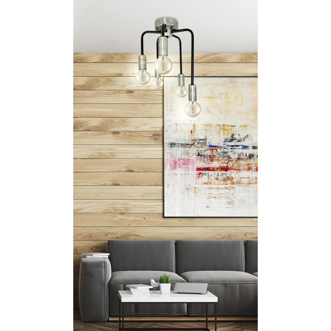 Saga lampa sufitowa patyna+matowy czarny 5x40w e14 — zdjęcie 7
