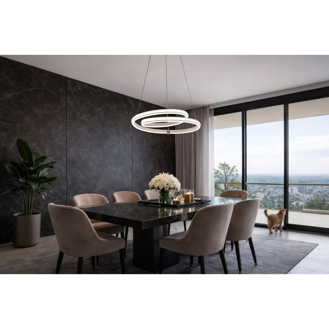 SANTA lampa wisząca złoty 32W LED 3000, 4000, 6500K maskownica biały — zdjęcie 2
