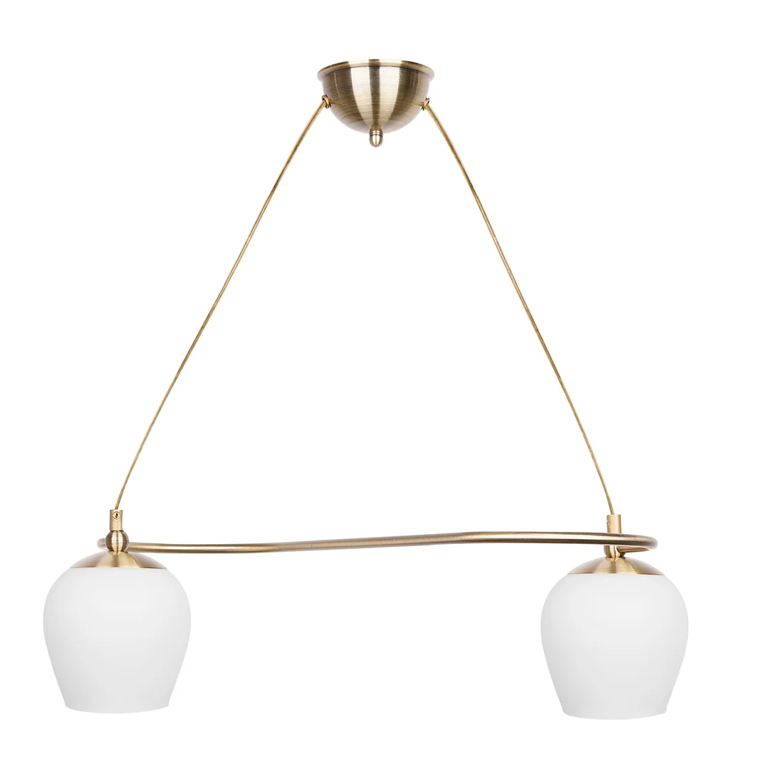 Serano lampa wisząca patynowy 2x60W E27 klosz biały — zdjęcie 2