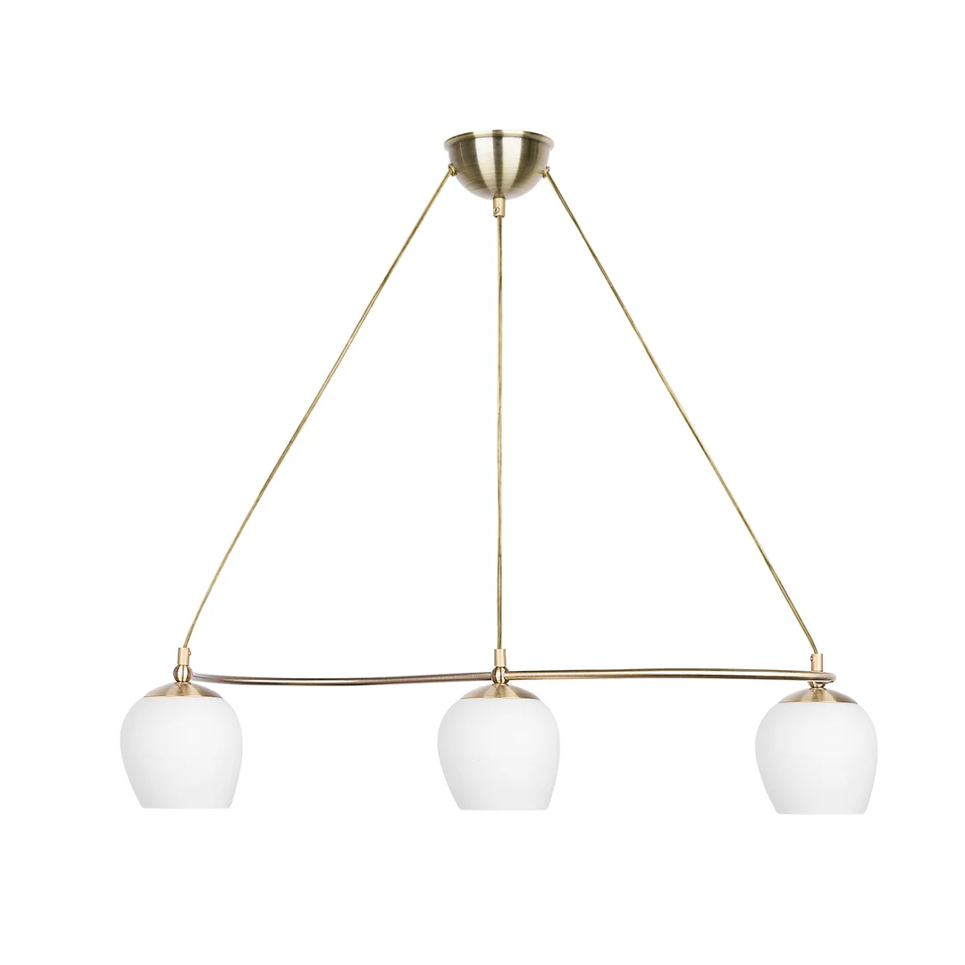 Serano lampa wisząca patynowy 3x60W E27 klosz biały — zdjęcie 2