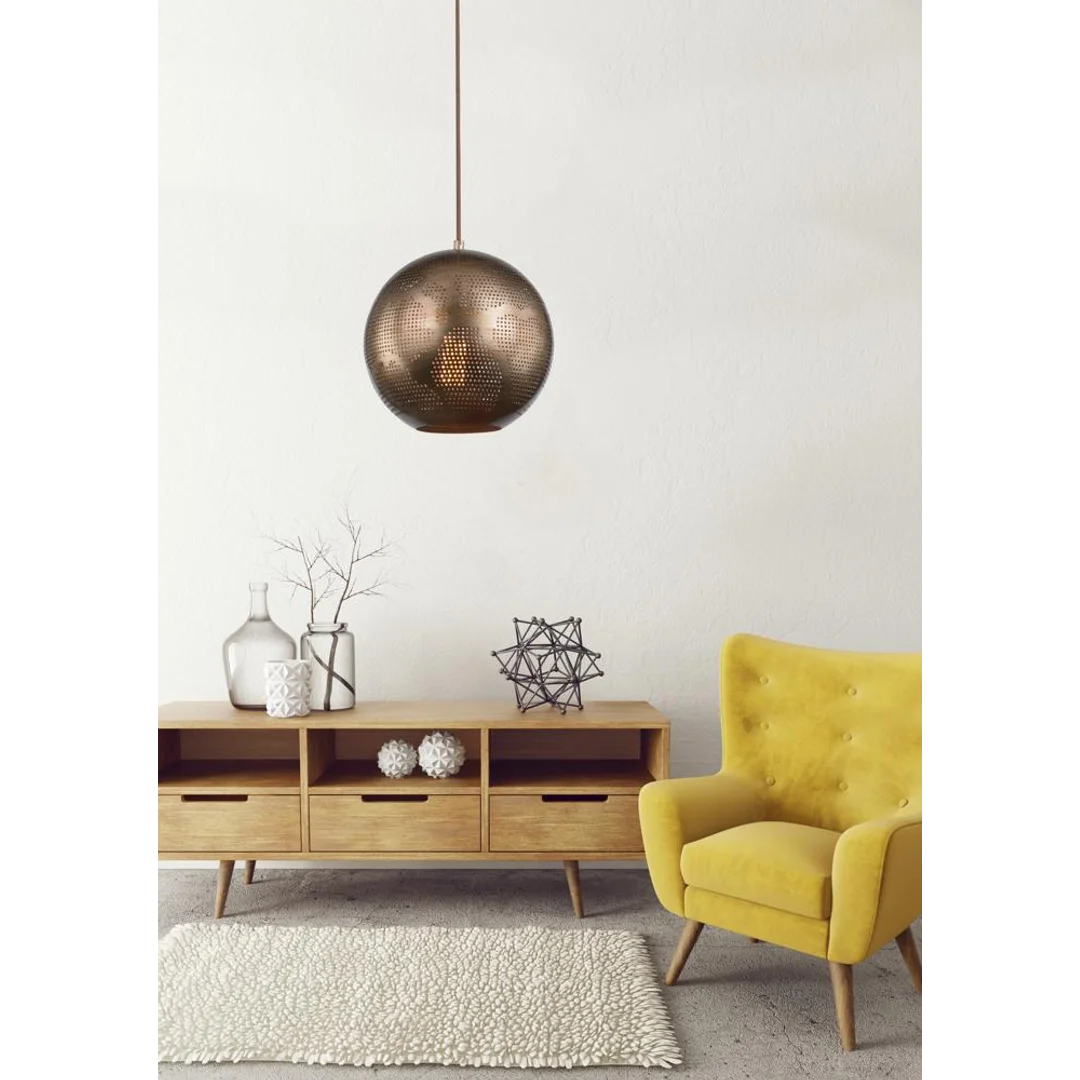 SFINKS LAMPA WISZĄCA 25 KULA W 1X60W E27 AŻUROWY JASNO BRĄZOWY — zdjęcie 3