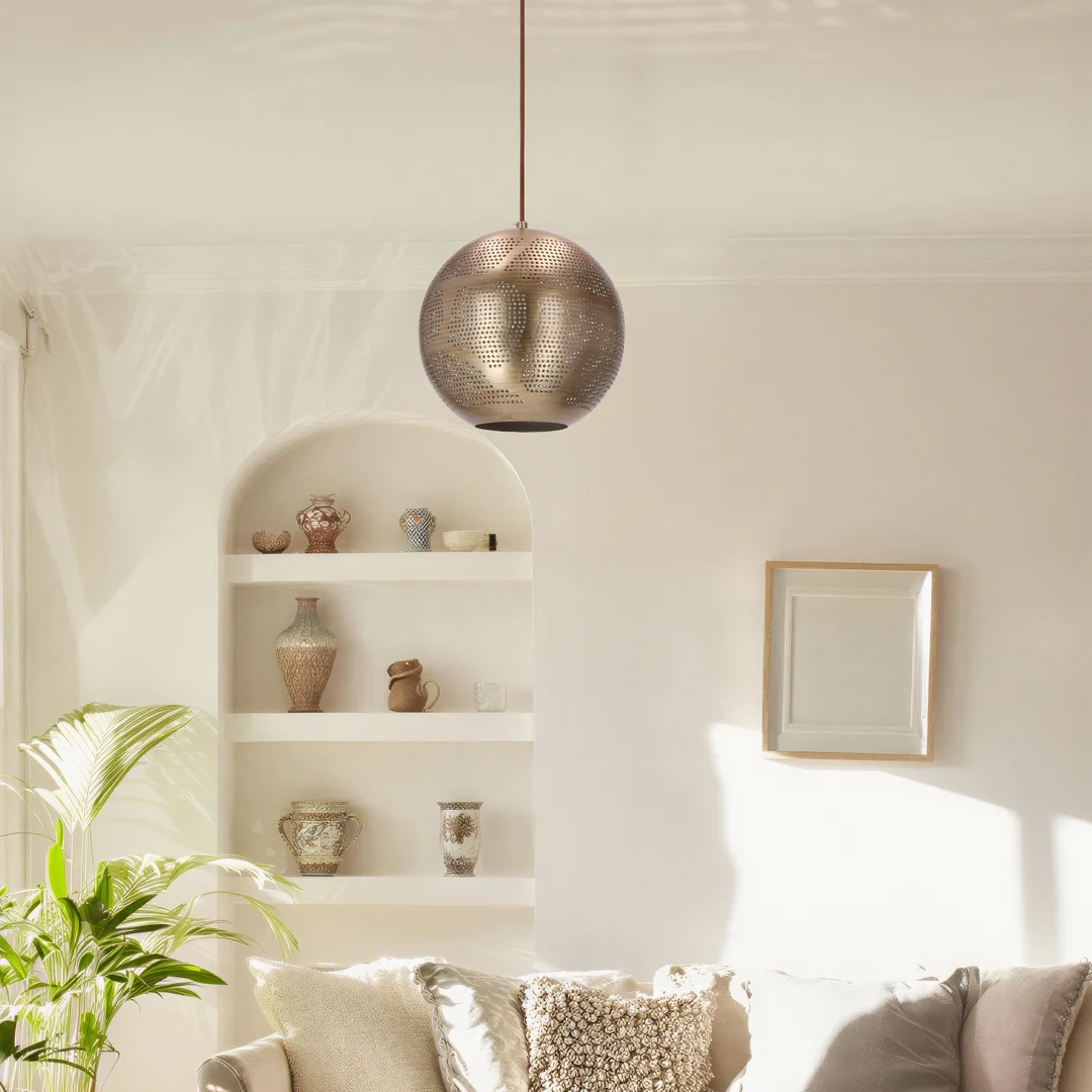 SFINKS LAMPA WISZĄCA 25 KULA W 1X60W E27 AŻUROWY JASNO BRĄZOWY — zdjęcie 4