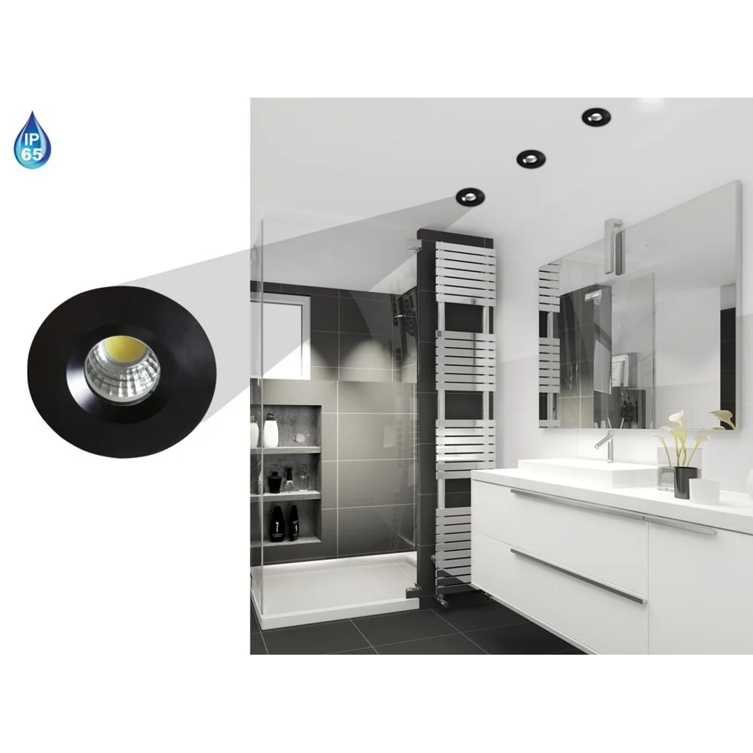 SH-14 BK 3W LED 230V CZARNY oczko sufitowe lampa sufitowa HERMETYCZNA IP65 odporna na wilgoć — zdjęcie 3