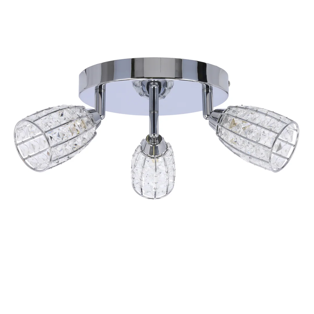 Shiba lampa sufitowa plafon chromowy 3x15w g9 klosz bezbarwny — zdjęcie 2