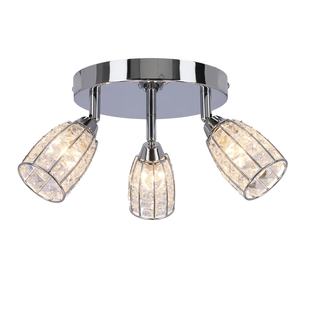 Shiba lampa sufitowa plafon chromowy 3x15w g9 klosz bezbarwny — zdjęcie 6