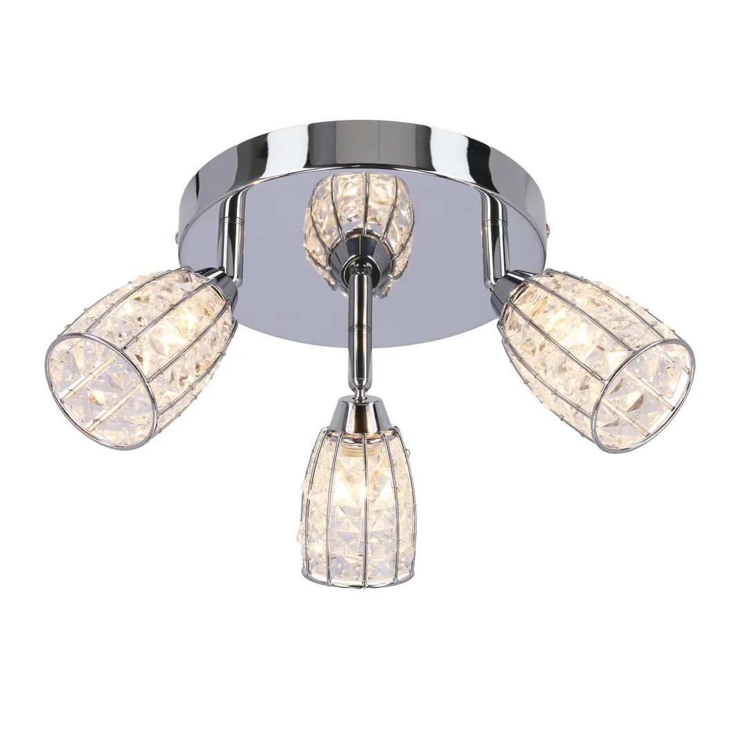 Shiba lampa sufitowa plafon chromowy 3x15w g9 klosz bezbarwny — zdjęcie 7