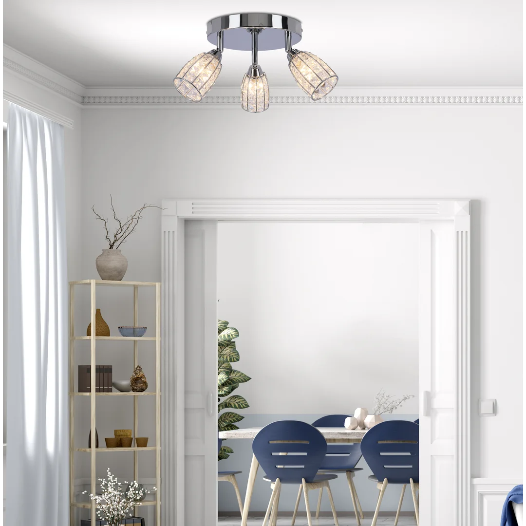 Shiba lampa sufitowa plafon chromowy 3x15w g9 klosz bezbarwny — zdjęcie 8
