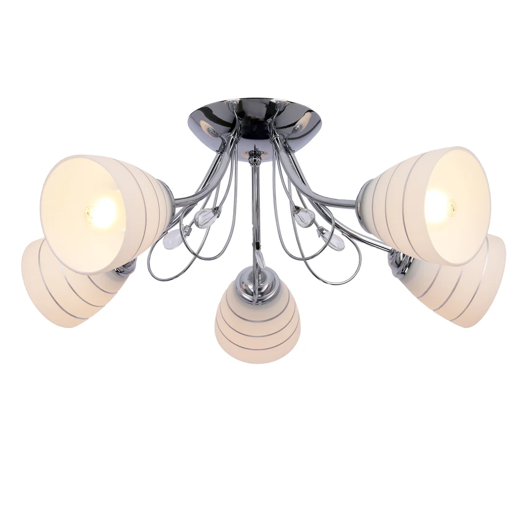 SIMPLI LAMPA WISZĄCA 5*40W E27 CHROM Z KRYSZTAŁKIEM+KLOSZ Z PASKIEM — zdjęcie 6