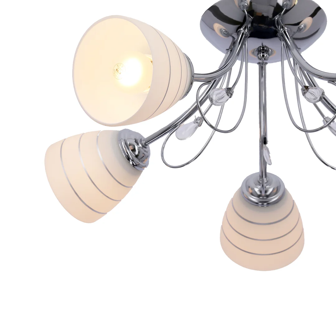 SIMPLI LAMPA WISZĄCA 5*40W E27 CHROM Z KRYSZTAŁKIEM+KLOSZ Z PASKIEM — zdjęcie 8