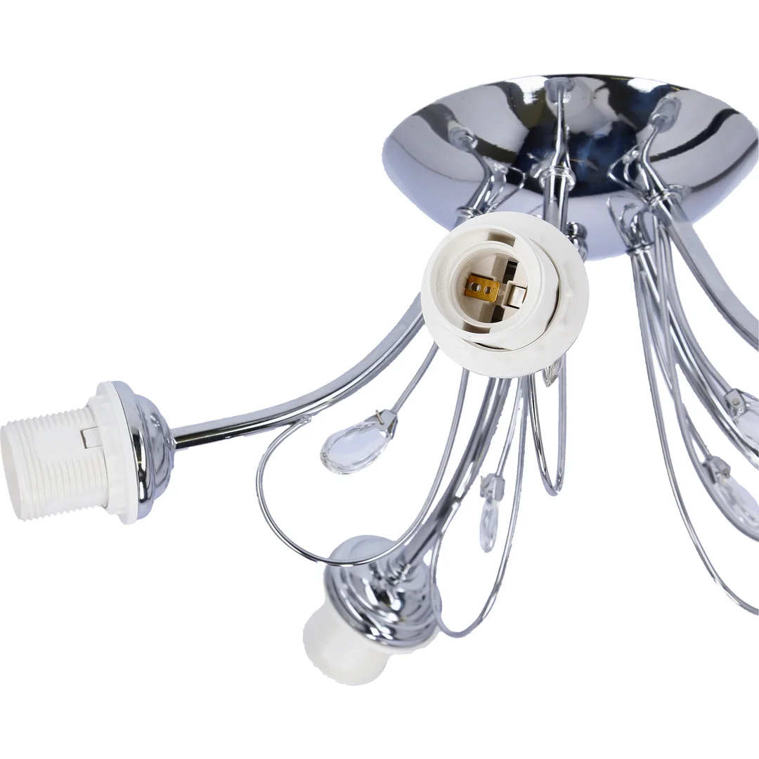 SIMPLI LAMPA WISZĄCA 5*40W E27 CHROM Z KRYSZTAŁKIEM+KLOSZ Z PASKIEM — zdjęcie 10
