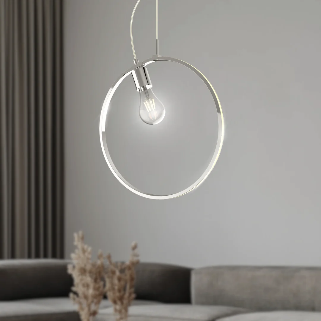 SKIROS LAMPA WISZĄCA 1X60W E27 LED+12W LED CHROMOWY 4000K APETI — zdjęcie 3