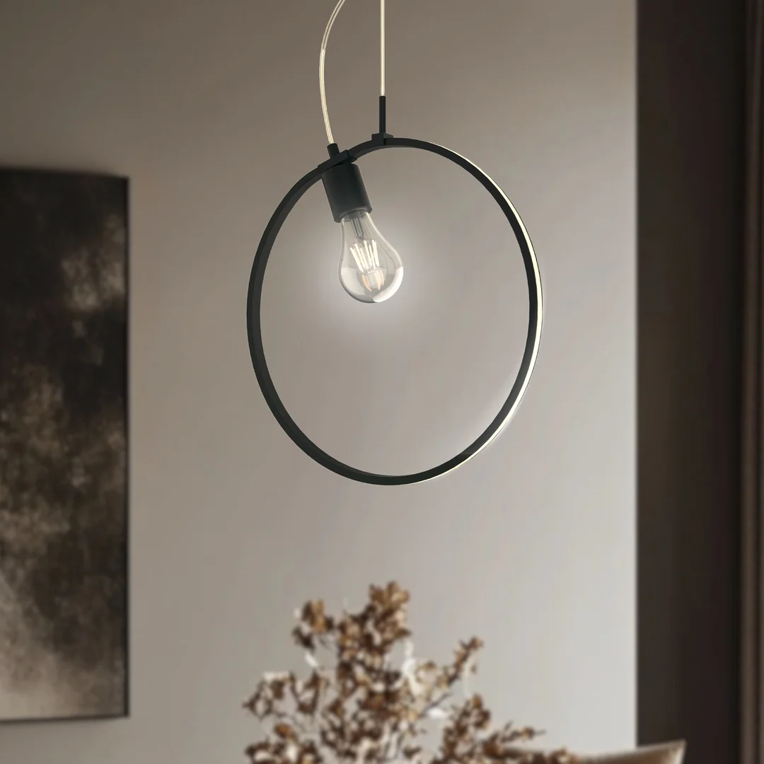 SKIROS LAMPA WISZĄCA 35 1X60W E27 LED+12W LED CZARNY 4000K APETI — zdjęcie 3
