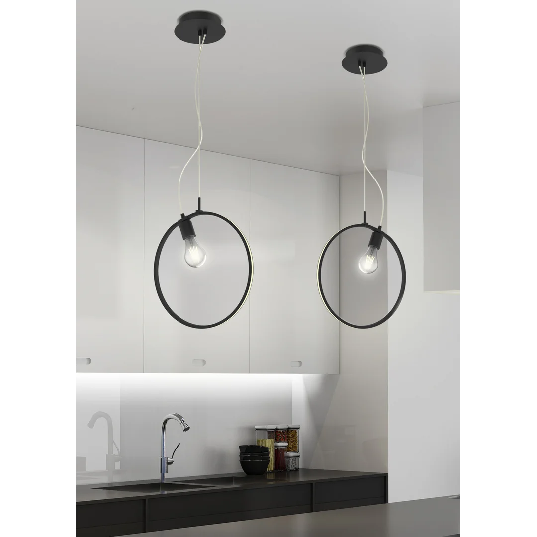 SKIROS LAMPA WISZĄCA 35 1X60W E27 LED+12W LED CZARNY 4000K APETI — zdjęcie 6