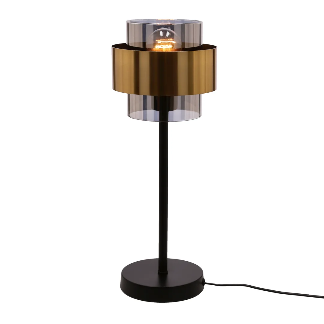 Spiega lampa stołowa czarny+mosiężny 1x60w e27 klosz dymiony — zdjęcie 2