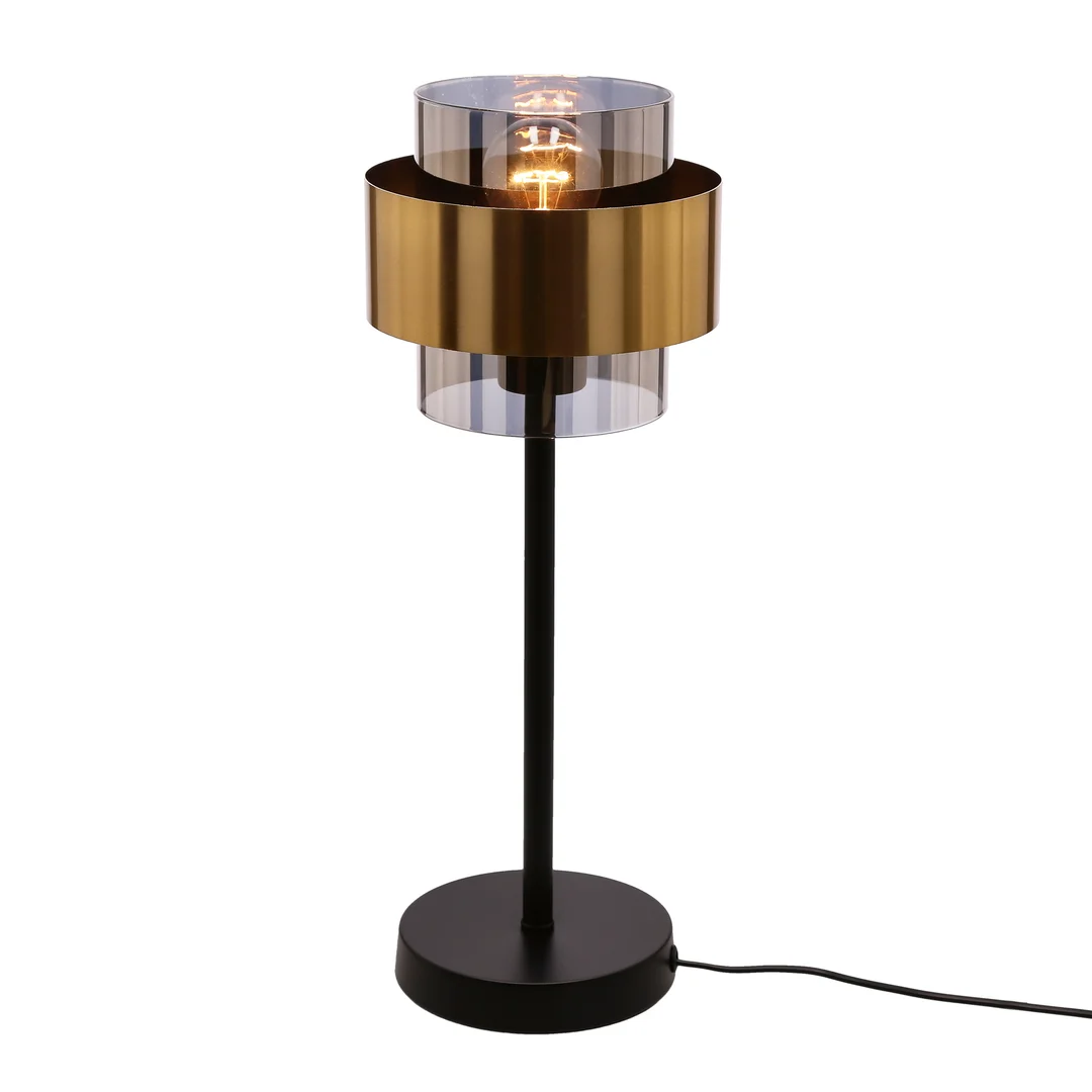 Spiega lampa stołowa czarny+mosiężny 1x60w e27 klosz dymiony — zdjęcie 4