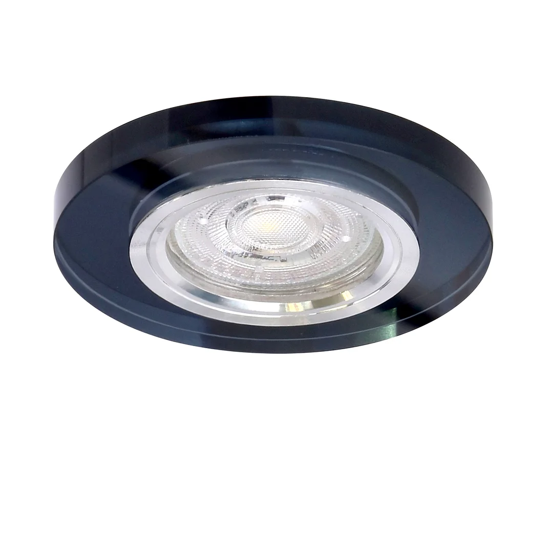 SS-15 CH/BK MR16 CHROM oczko sufitowe lampa sufitowa STAŁA OKRĄGŁA SZKŁO CZARNE — zdjęcie 3