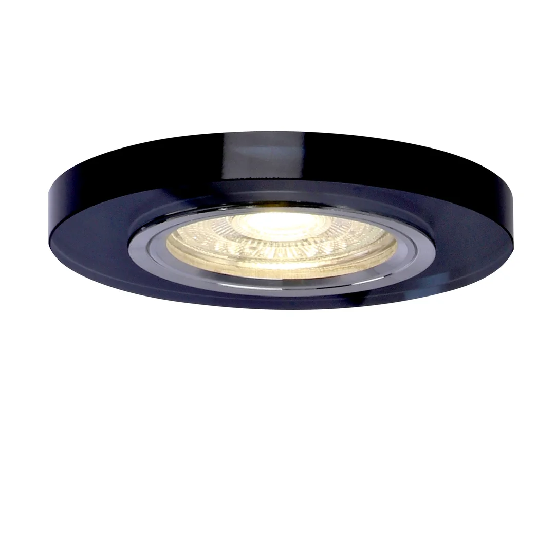 SS-15 CH/BK MR16 CHROM oczko sufitowe lampa sufitowa STAŁA OKRĄGŁA SZKŁO CZARNE — zdjęcie 6