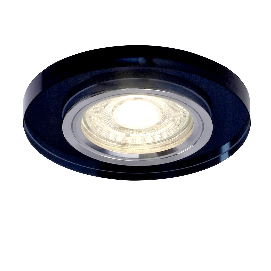 SS-15 CH/BK MR16 CHROM oczko sufitowe lampa sufitowa STAŁA OKRĄGŁA SZKŁO CZARNE — zdjęcie 7