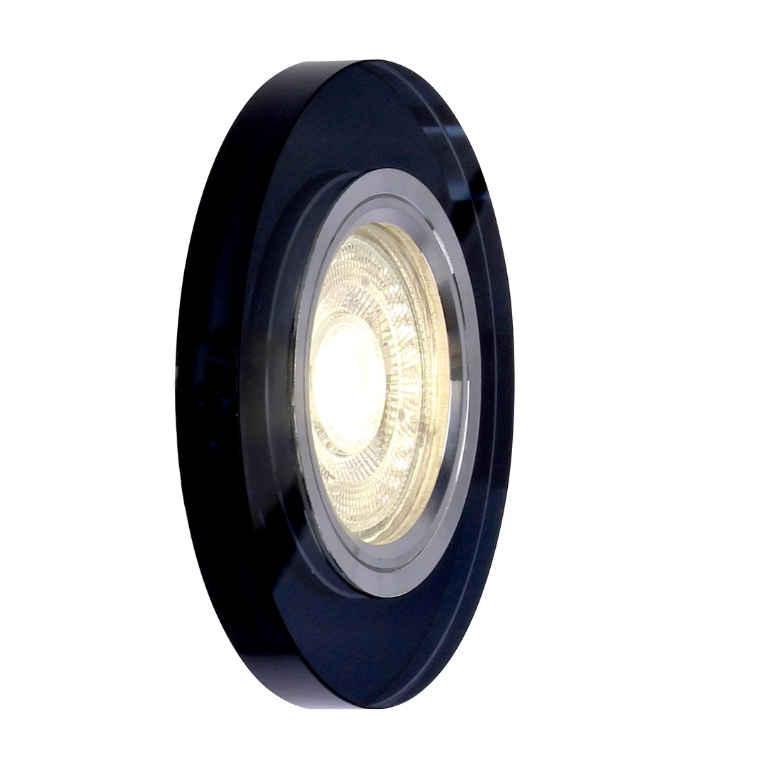 SS-15 CH/BK MR16 CHROM oczko sufitowe lampa sufitowa STAŁA OKRĄGŁA SZKŁO CZARNE — zdjęcie 8