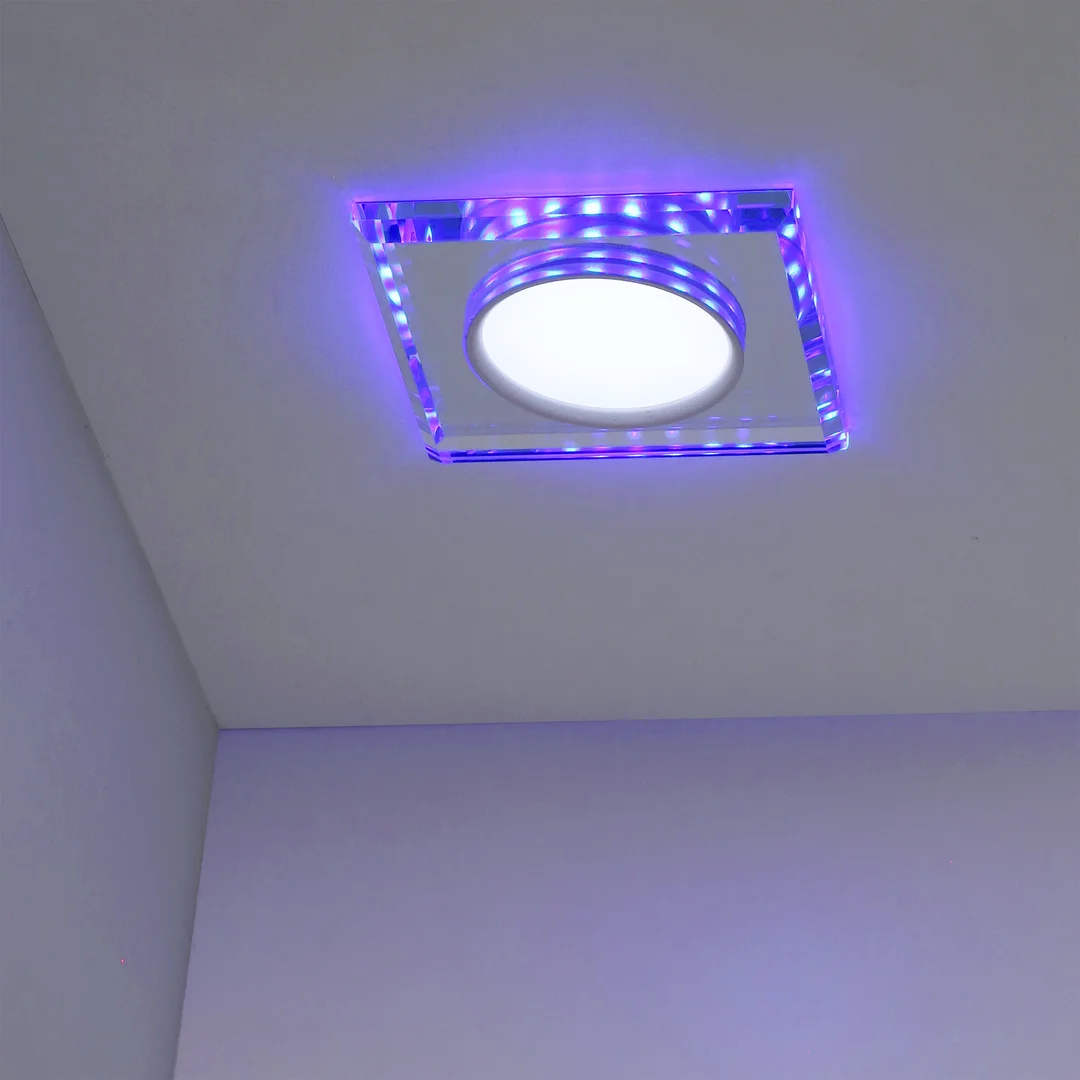 SSP-22 CH/TR+BL 8W LED 230V RING LED NIEBIESKI oczko sufitowe lampa sufitowa STAŁA KWADRATOWA SZKŁO TRANSPARENTNE — zdjęcie 2