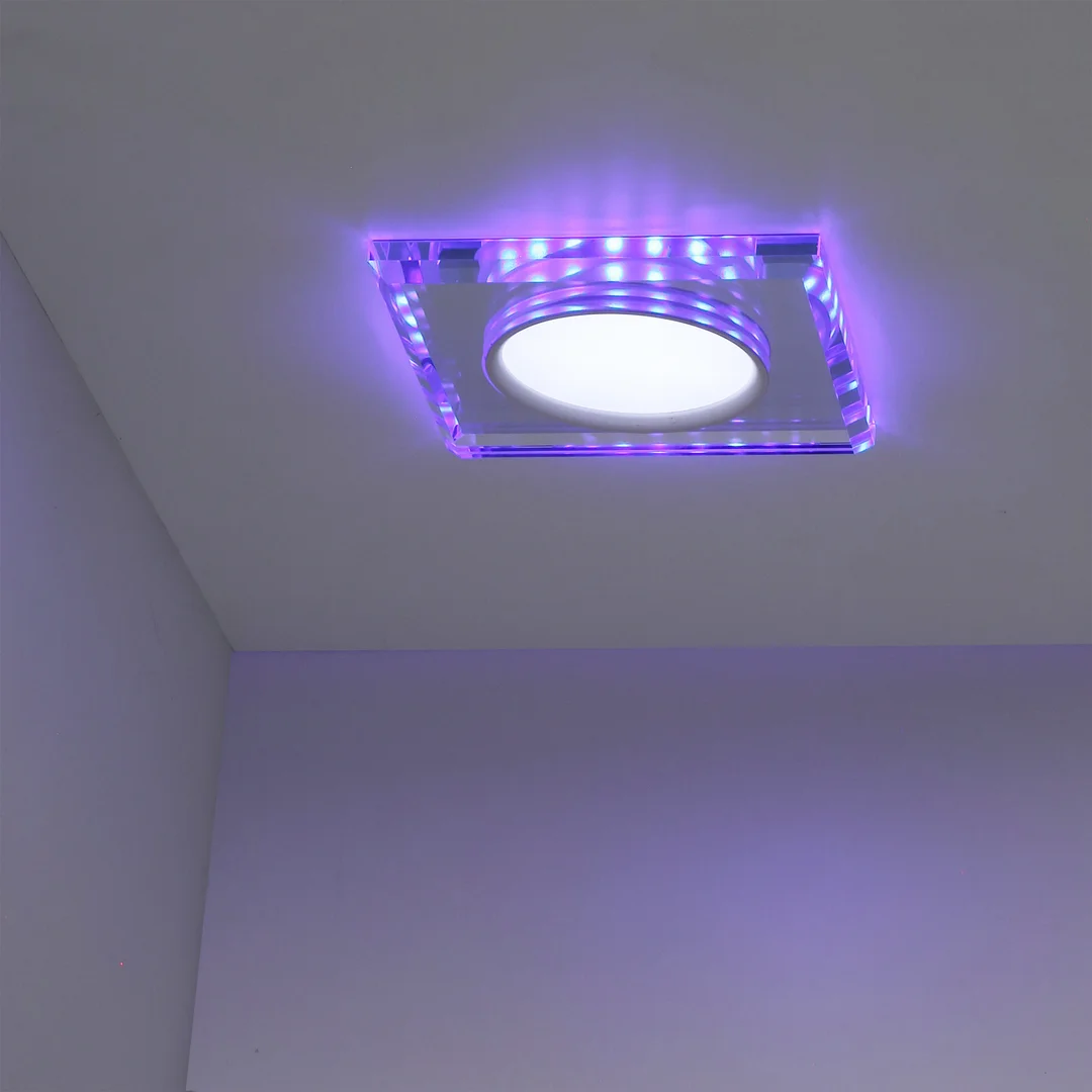 SSP-22 CH/TR+BL 8W LED 230V RING LED NIEBIESKI oczko sufitowe lampa sufitowa STAŁA KWADRATOWA SZKŁO TRANSPARENTNE — zdjęcie 3